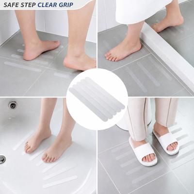 Transparent Anti Slip Stair Treads for Bathroom Floor Safety Non Slip Tape Strips 5 Pack Durable Adhesive Strips for Stairs and Steps