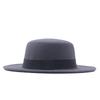 Retro British style black ribbon flat top top hat couple men and women spring and autumn woolen thermal hat