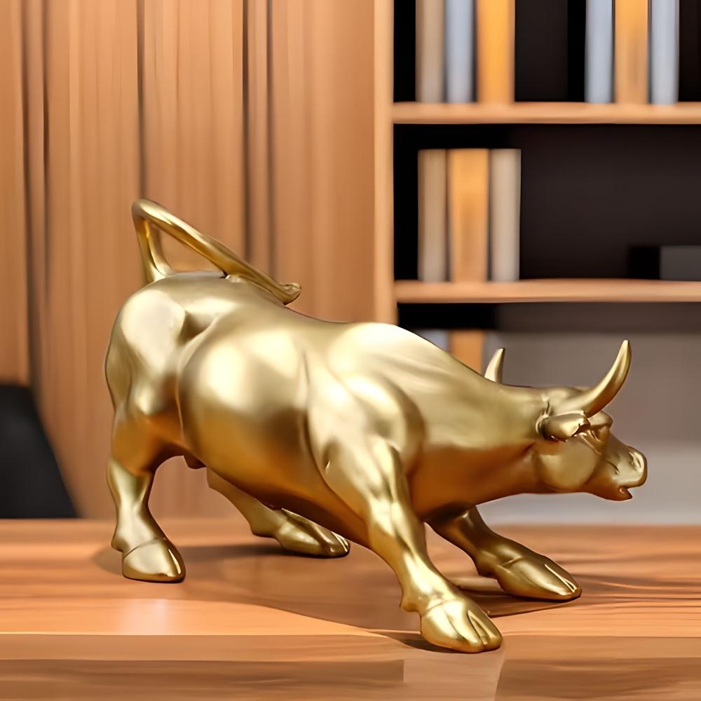 Złoty Byk Rzeźba, Nowoczesna Dynamiczna Rzeźba Finansowa, Dekoracja Biurka Domowego, Symbol Bogactwa, Prezent Dla Przedsiębiorców, Kolekcjonerski Produkt Świąteczny