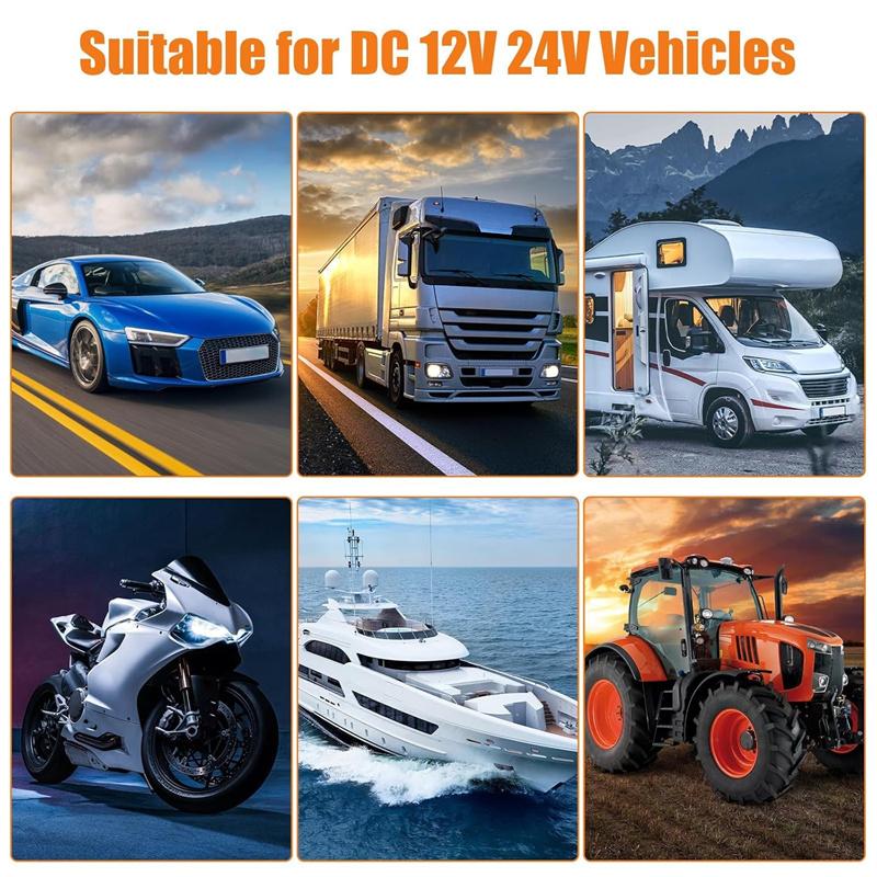 Digital Voltage Meter DC 12-24V Waterproof Round Meter Car Voltmeter With LED Digital Display Panel For Car Motorcycle Boat RV