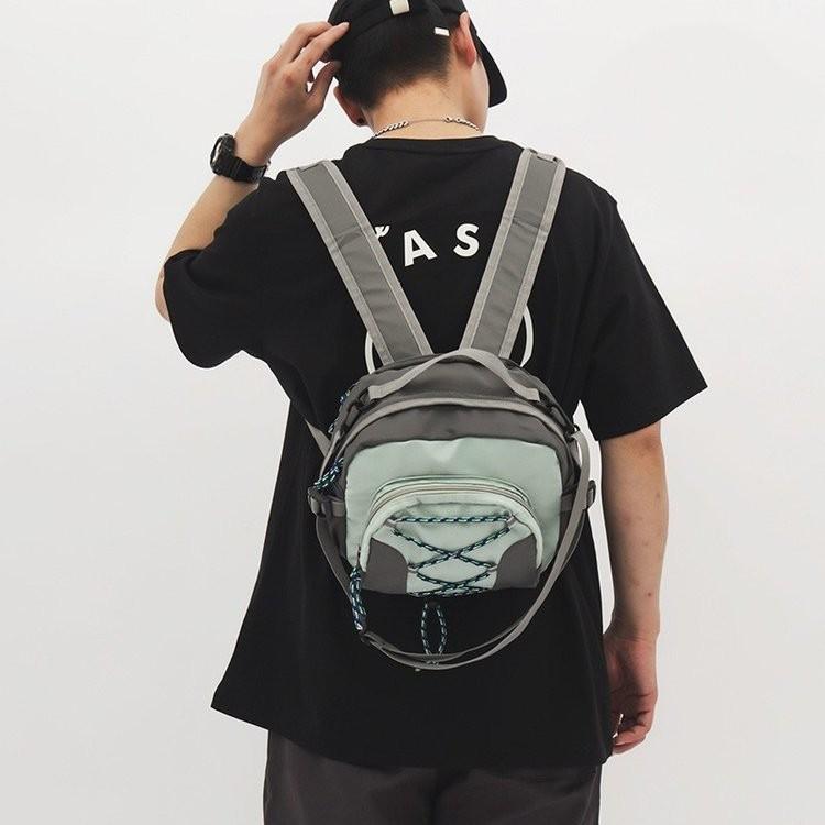 Trendy Street Style Gray Nylon Backpack For Women Casual Single Shoulder Bag