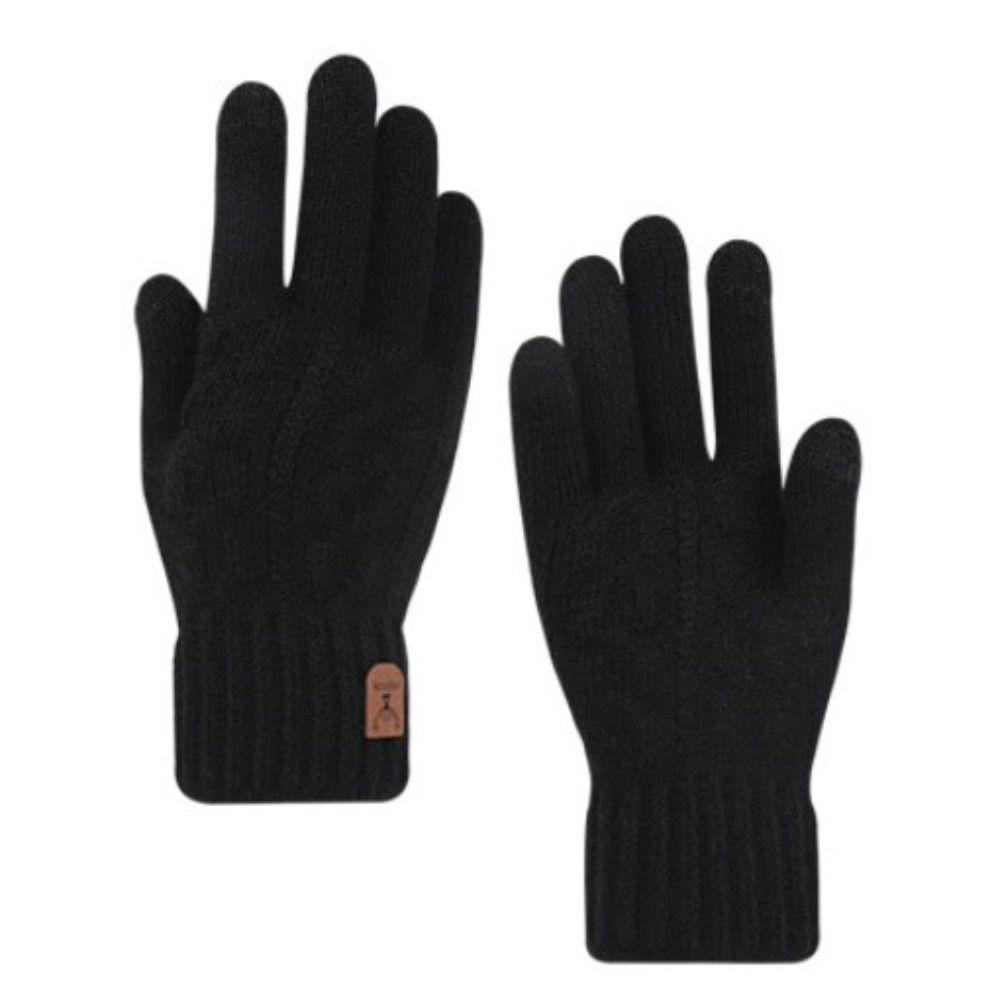 Windproof Wool Knitted Gloves Thicken Full Finger Guantes Fashion Crochet Glove Women Men