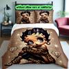 Betty Boop Duvet Cover Set - 3pcs Polyester Bedding Set with Digital Print, All-Season Cozy Bedroom Accessory