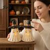 Leuchtende Harzornamente Hexenhut Geist Teelichthalter, Vintage Halloween Tischdekoration Niedliche Figur für Regale mit Warmem Schein Bauernhaus