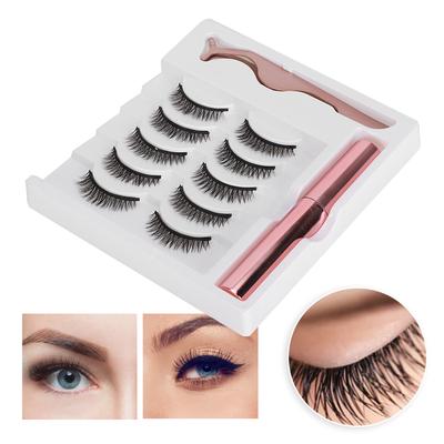 Magnet False Eyelashes Magnetic Liquid Eyeliner Tweezers Eyelash Makeup Tool Set (#023)