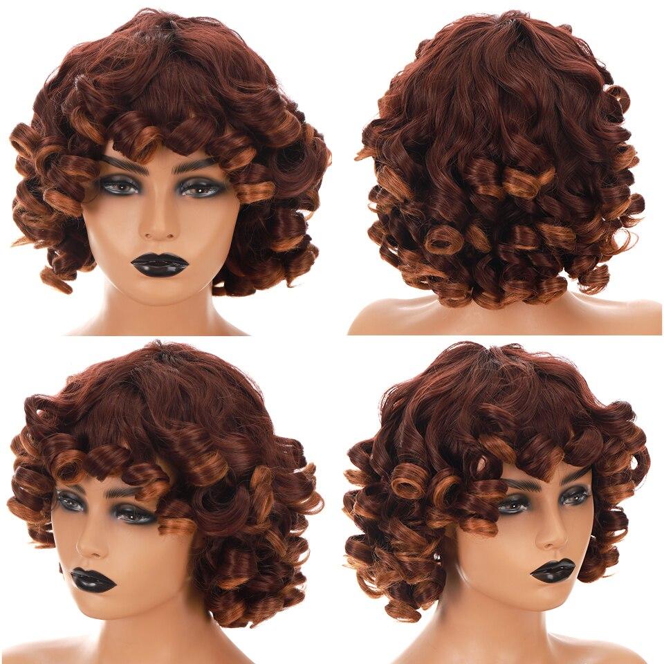 LUPU Syntetické Afro Kinky Kudrnaté Paruky s Ofinou pro Černé Ženy Africké Tepelně Odolné Ombre Růžová Černá Krátké Vlasy Cosplay Paruky