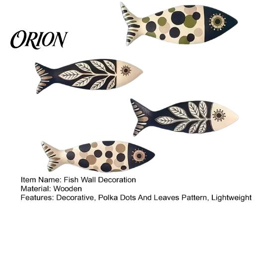 Indoor Outdoor Wall Decor 4Pcs Wooden Fish Decor, Rustic Farmhouse Ocean Art, Vintage Beach Style Decoration Nautical Coastal Theme for Home