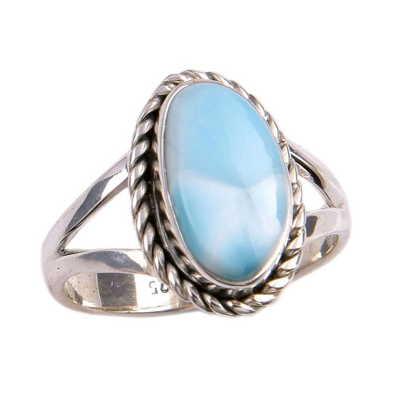 Natural Republic Larimar Gemstone 925 Sterling Silver Jewelry Ring Size 5.5 w4E47