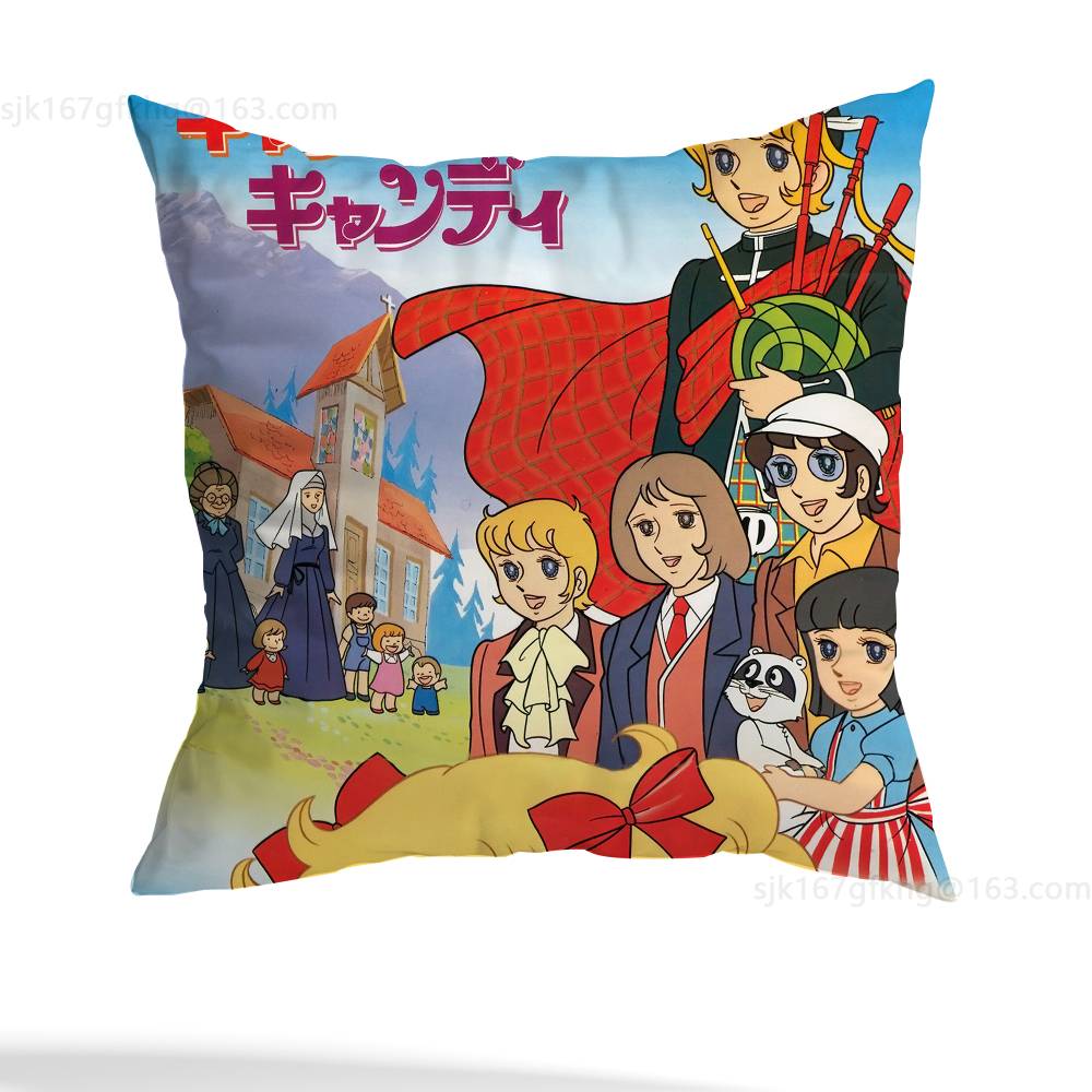 C-Candy Süßigkeit Anime Kissenbezug Anti-Milben Kissenbezug Unsichtbarer Reißverschluss seidiger kurzer Plüsch Sofakissenbezug