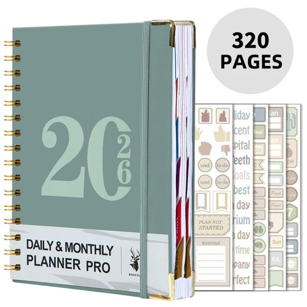 

Index Tags 2026 Planner Notebook A5 Size Daily Plan Schedule Coil Diary Book Business Use зелений