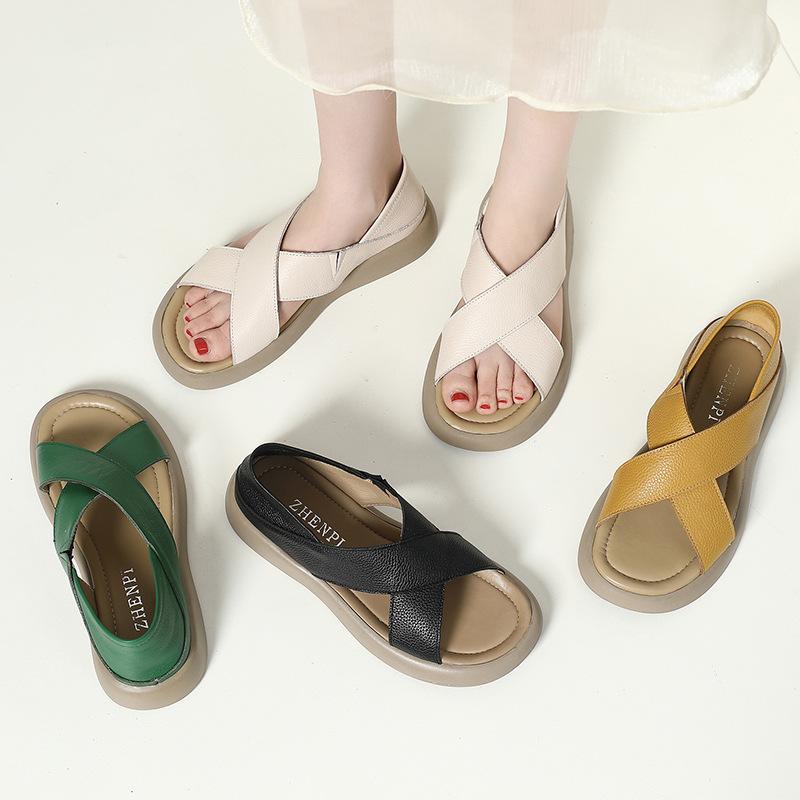 Fashion GKTINOO Women's Sandals Genuine Leather Platform Sandal 2025 Summer Thick Sole GLADIATOR Ladies Sandal Summer Shoes For Women