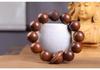 Men's Thunder Mark Jujube Wood Prayer Beads Bracelet with Wind Fire Wheel Pendant