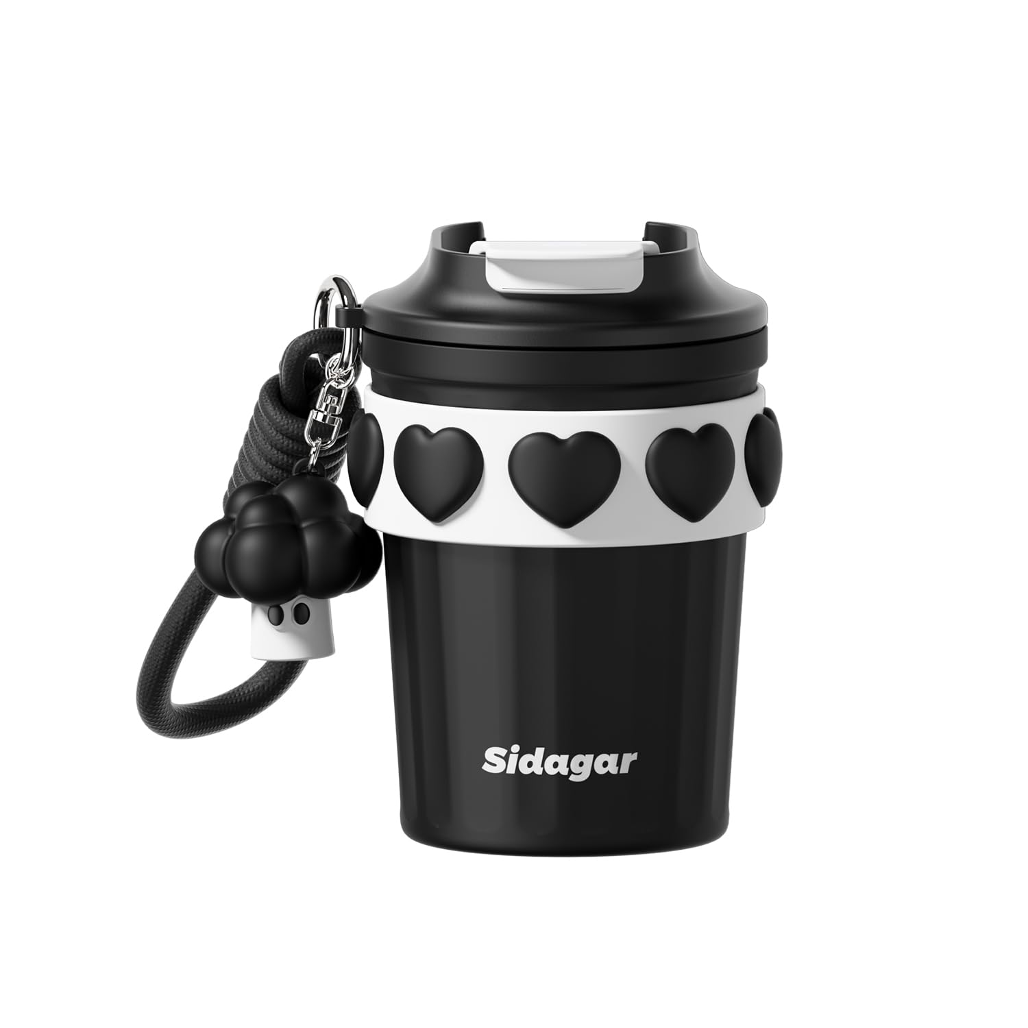 

Sidagar 380ml Stainless Steel Vacuum Insulated Coffee Cup with Keeps Hot or Portable Coffee Tumbler for Black Lid, Cold, Reusable, Women, чёрный