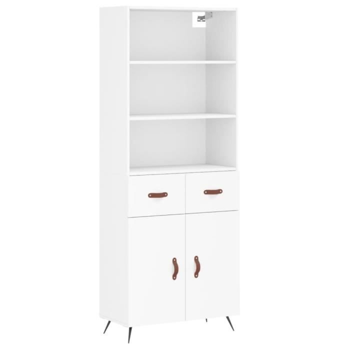 VidaXL Buffet haut Blanc 69,5x34x180 cm Bois d'ingénierie 3200489