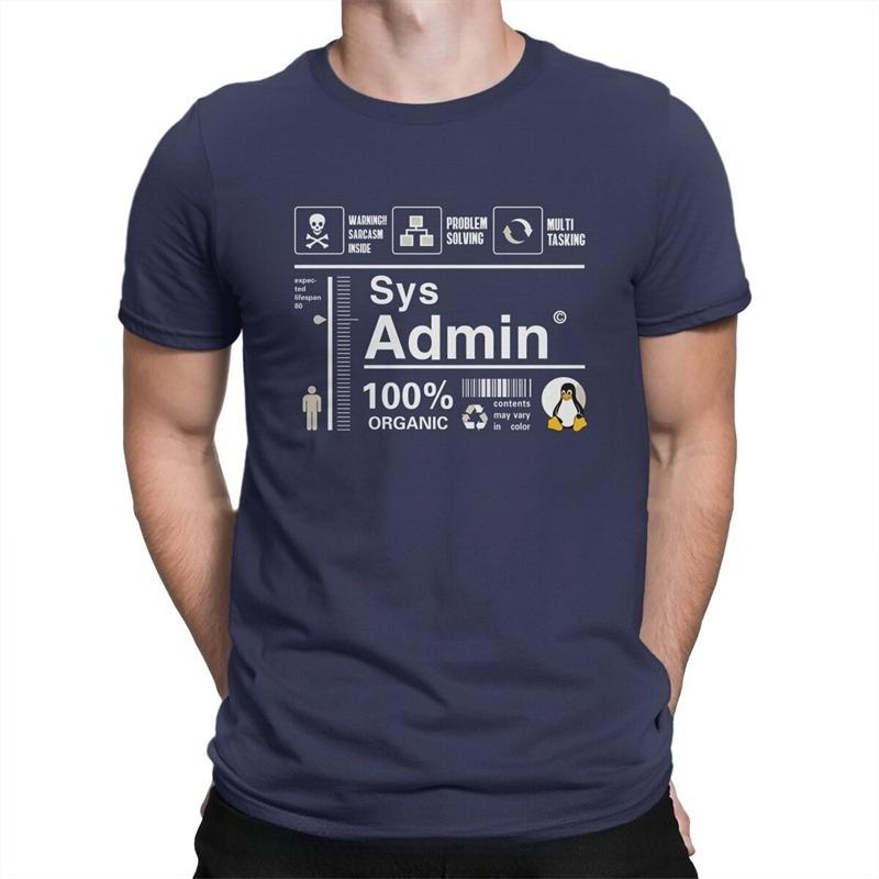 Linux Kit Infographic Sys Admin Penguin Hipster Computer Cpu Core Men Pure Streetwear Oversized Cotton Tops Tees Fitness Tshirt 4XL