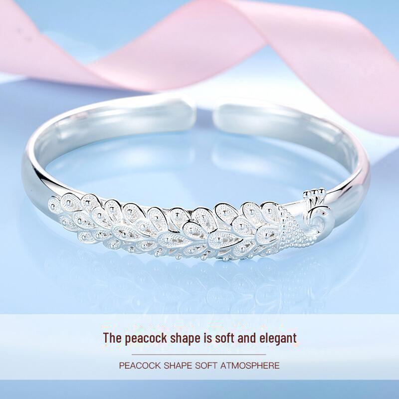 Brățară din argint Păun pentru femei - Design elegant, elegant, solid, cadou perfect pentru iubită sau prietenă