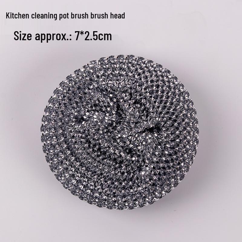 Detachable Handle Pot Brush - Non-Damaging Steel Wire & Plastic Cleaning Ball