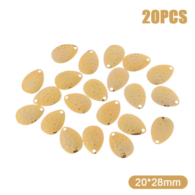 20Pcs Fishing Spinner Blades Metal Waterdrops Shape Spoons Plaice For Tackle Craft Bait Tool Lure Diy Hard Bait Accessories