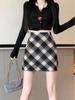 Korean Style Retro Plaid High-Waist Wool A-Line Skirt for Women - 2024 Autumn/Winter Collection