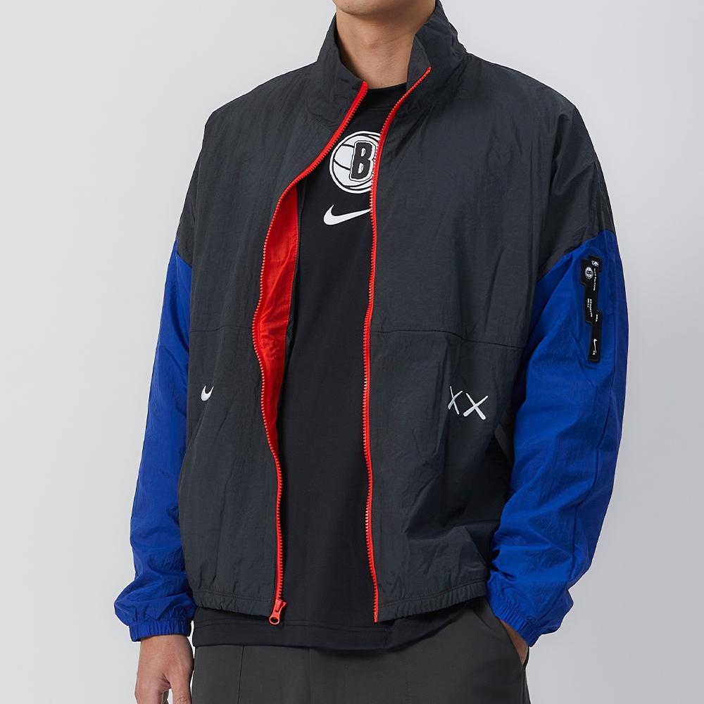 Nike X NBA Brooklyn Nets Color Block Veste Décontractée à Col Montant Zippée à Manches Longues pour Homme Veste Gris Fumé Foncé FB4398-018