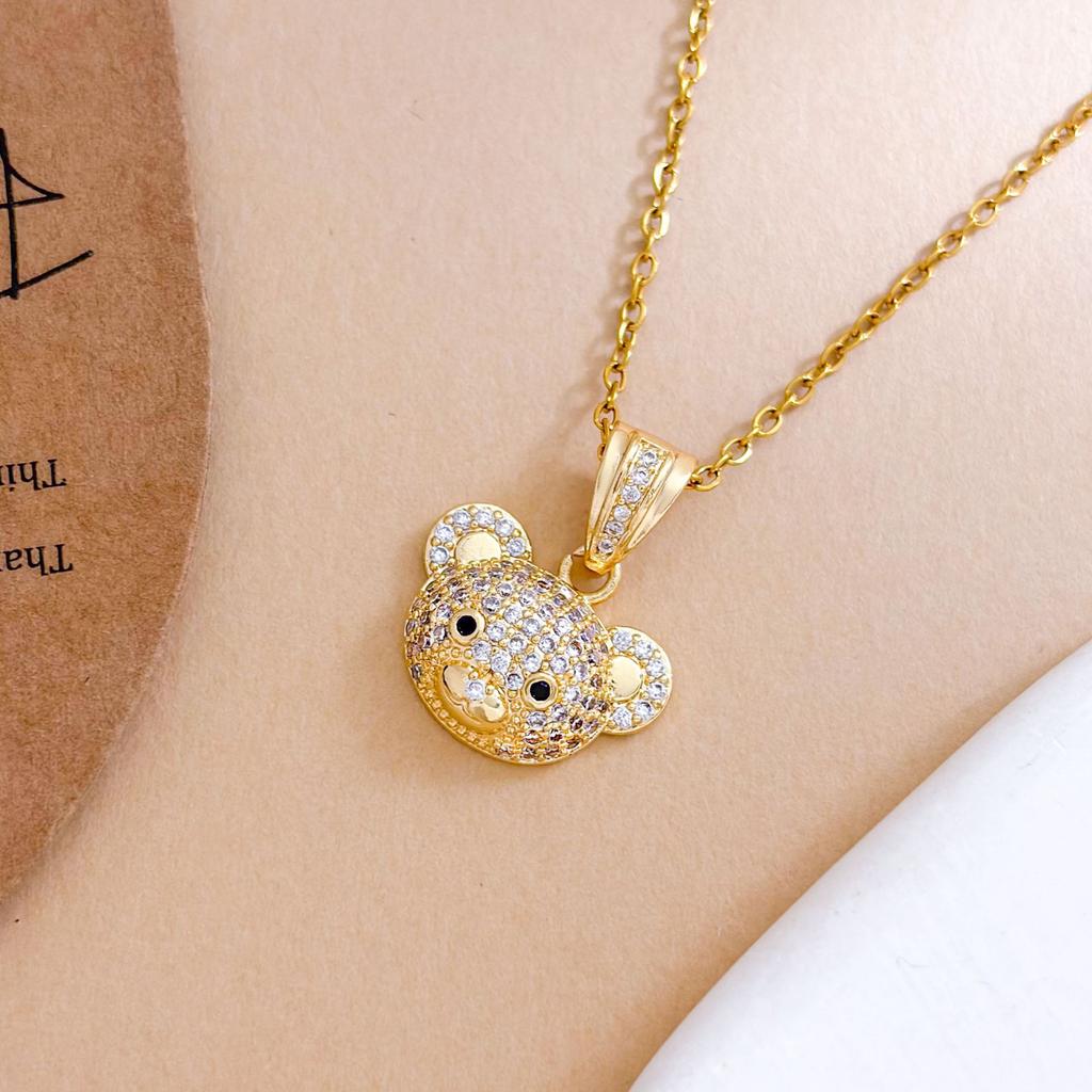 Necklace Fashion Zircon Bear Temperament Necklace Accessories Women's High Sense Light Luxury Full Zirconium Versatile Accessories