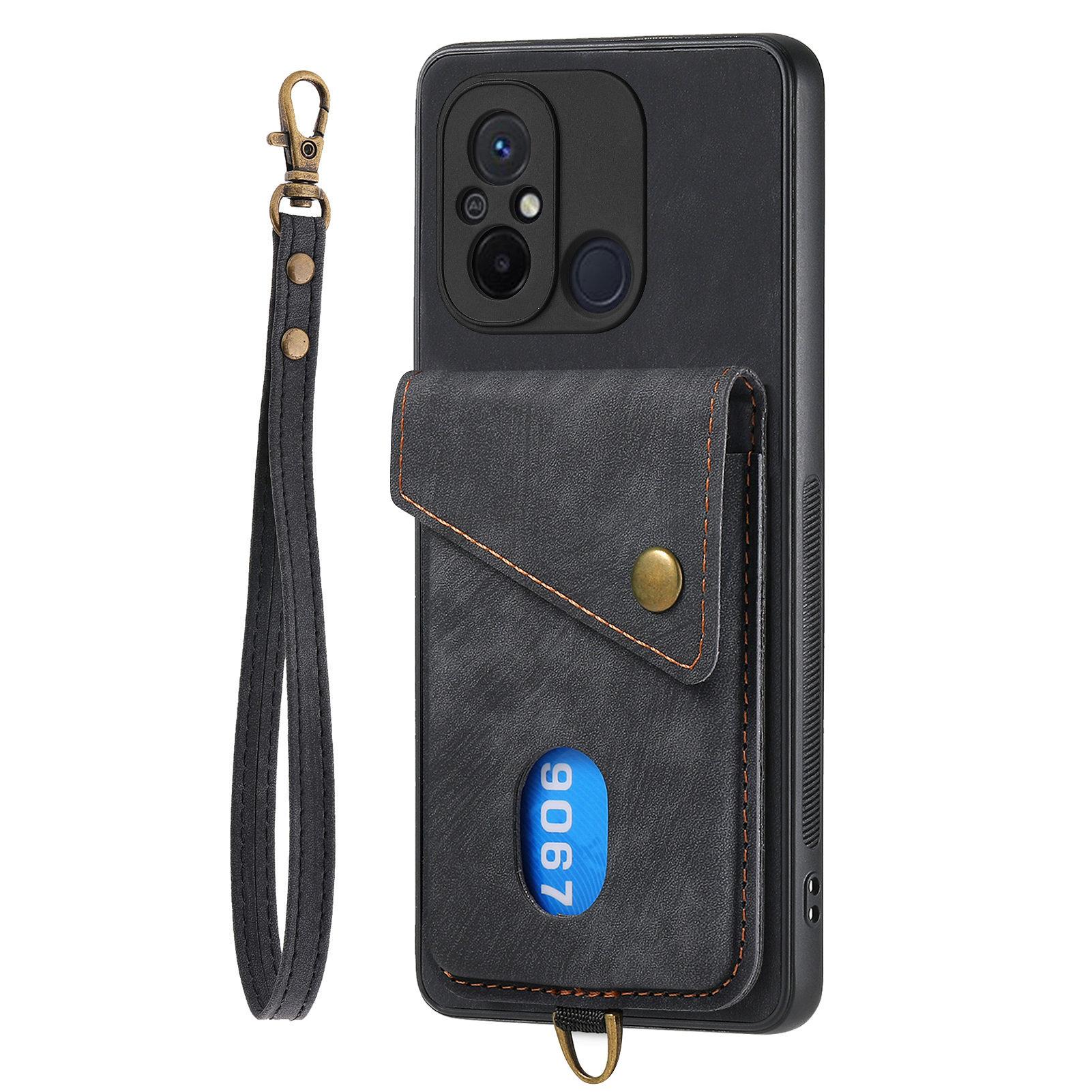 

Magnetic Cards Solt Wallet Leather Phone Case for Xiaomi Redmi Note 14 Pro Plus 14T 13 12 POCO X7 Hand Strap Vertical Bag Cover RM Note12ProPlus 5G чёрный