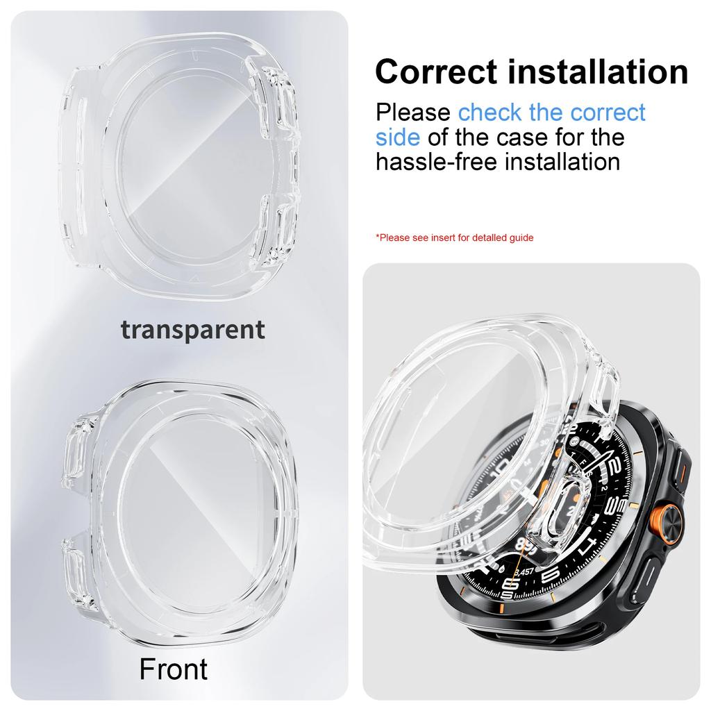 Tempered Glass+PC Case for Samsung Galaxy Watch 8 Ultra 47mm All-Around Protective Bumper Shell for Watch Ultra 47mm Cover