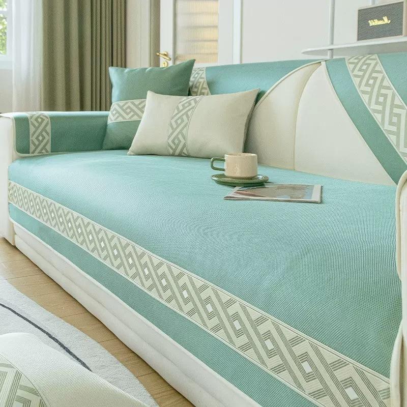 Letní jednoduchý protiskluzový podsedák na pohovku z ledového hedvábí, vysoce kvalitní podložka s plným pokrytím na pohovku