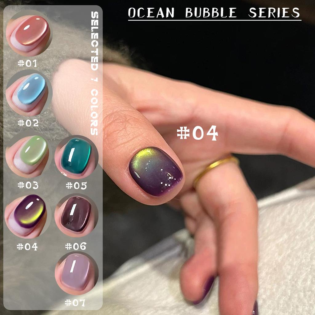 8ml Roz Apă Aurie Ochi de Pisică Margele de Sticlă Bule Ocean Gel Lac de Unghii Unghii de Primăvară Manichiură Decor