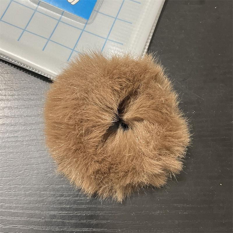 Elastic Faux Fur Hair Bands Scrunchies Vintage Girls Solid Ponytail Holder Rubber Headband Ties Fashion Women Hair Accessories