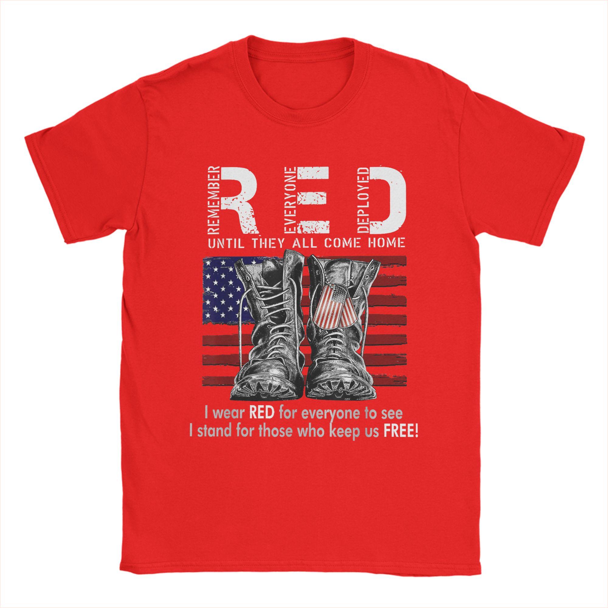 On Friday We Wear Red Military RED Friday Military Remember Everyone Deployed TShirt Unisex  Tee Shirt Crewneck Short Sleeve S