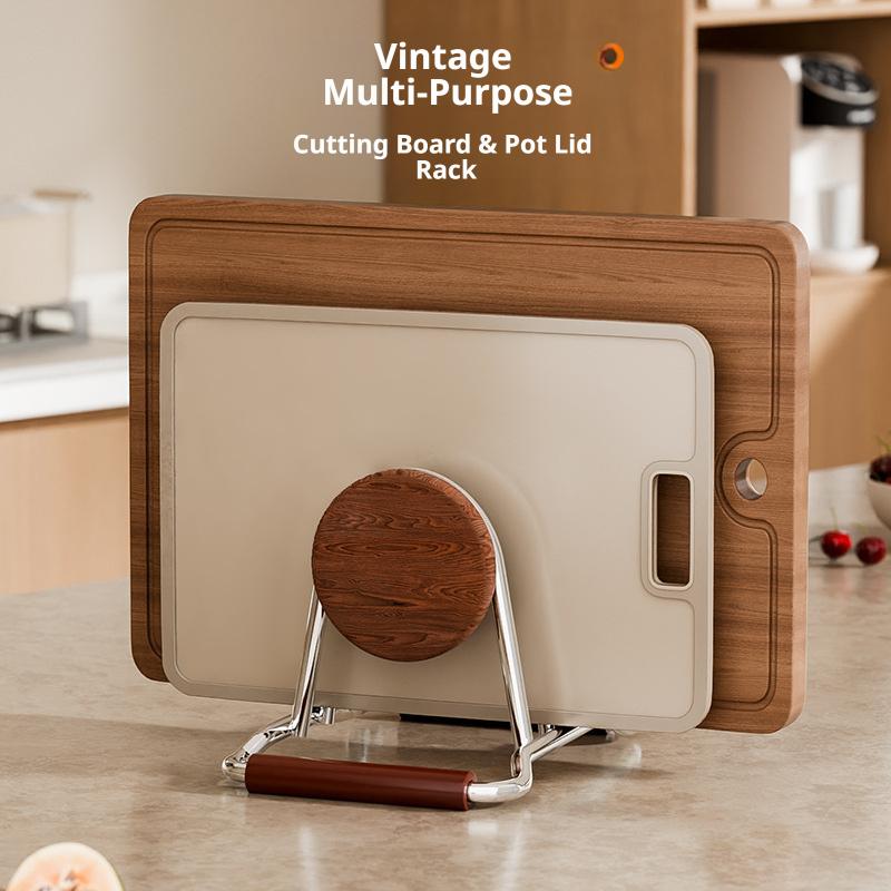 Vintage-Style Cutting Board Rack,Stainless Steel Chopping Board Rack,Chopping Board Storage Rack,Pot Lid Storage Rack,Round Rack