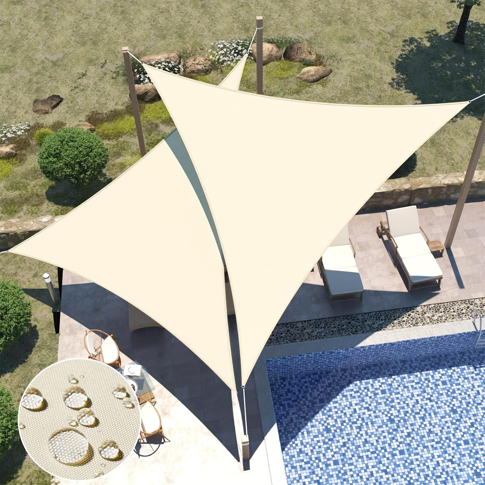 

1pc Triangular UV Block Sun Shade Sail - 81- Light Blocking, Beige Polyester Fabric for Outdoor Patio, Poolside, Backyard 2x2x2m хаки
