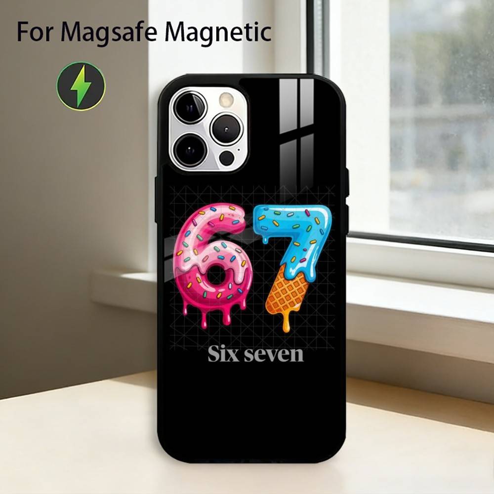 Six S-Seven 67 Phone Case For iPhone17,16,15,14,13,12,11 Plus,Pro Magnetic For Magsafe Wireless Charging