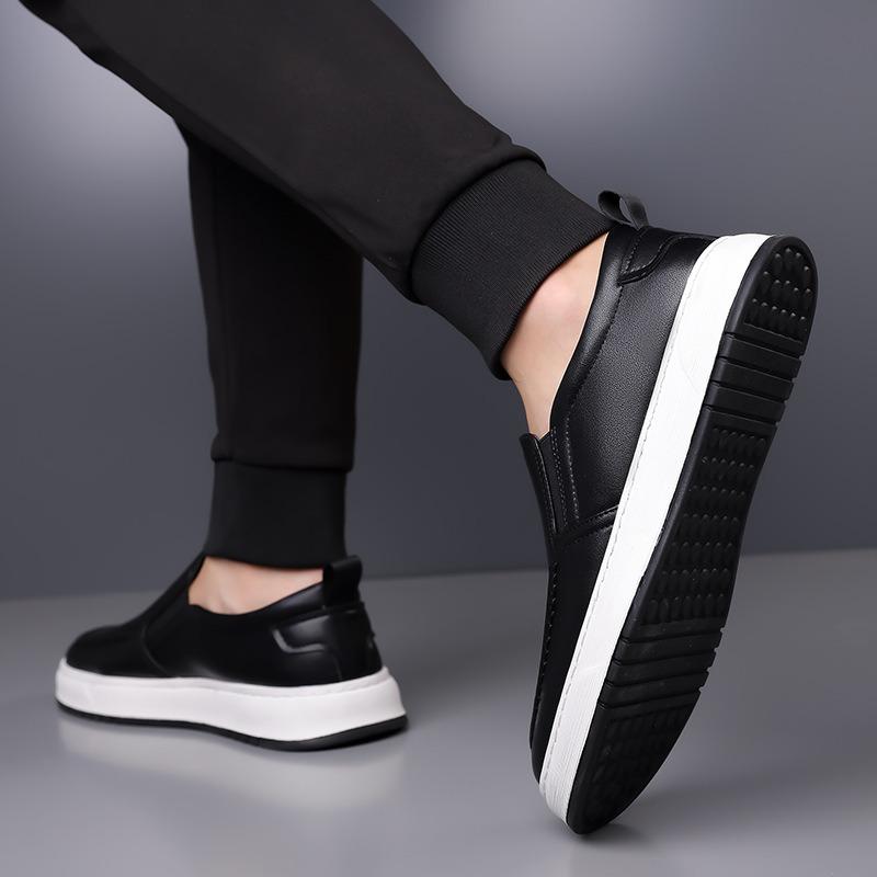 Casual Leather Shoes Men's Thick-soled Attendance Breathable Formal Wear Business Men's One-pedal White Shoes Men's Doudou Shoes