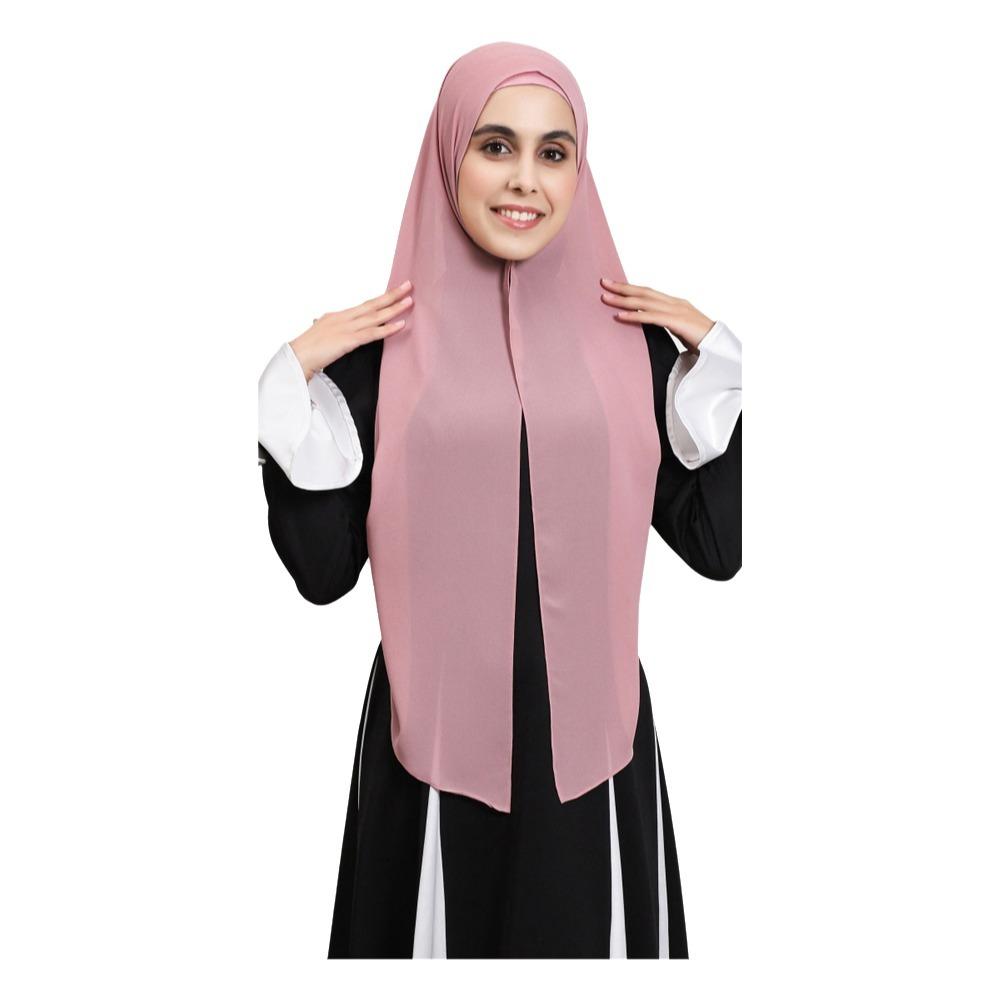New Magnetic Buckle Instant Chiffon Hijab Large Size Ready To Wear Long Shawl Plain Solid Color Headscarf For Women