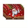 Of 4/6 Snowflake-Themed Christmas Table Mats Featuring a Red Santa Claus Design, Perfect for Decorating Your Dining Table During Festive Gatherings