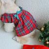 Pet Christmas Dresses: Cute Bowknot Plaid Overalls for Dogs and Cats