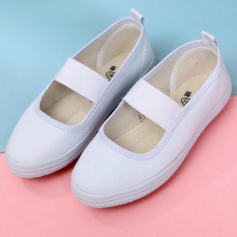 Sapatos de Dança para Crianças Tênis de Lona Respiráveis para Bebês Sapatos Brancos para Ginástica Indoor Fantasias Sapatos de Lona para Dança