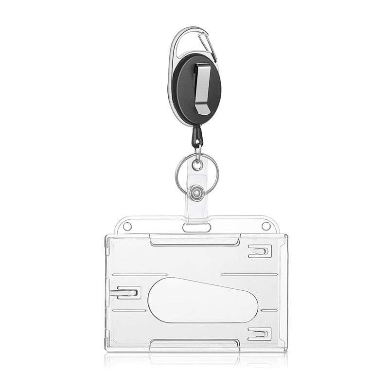 Hard Plastic ID Tag Badge Holder Transparent Business Working Credit Card Retractable Holder Case Card Protector