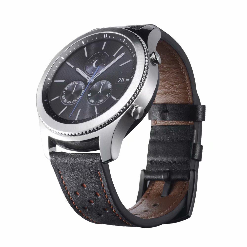 Watchband 22mm Hole Genuine Leather Watch Strap for Samsung Gear S3 Band Bracelet for Xiaomi Huami Amazfit Pace Stratos 2 Amazfit 2 Band