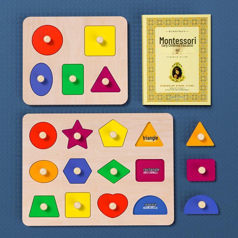 Montessori Shape Matching Puzzle Board for Infants, 1-2.5 Years Old