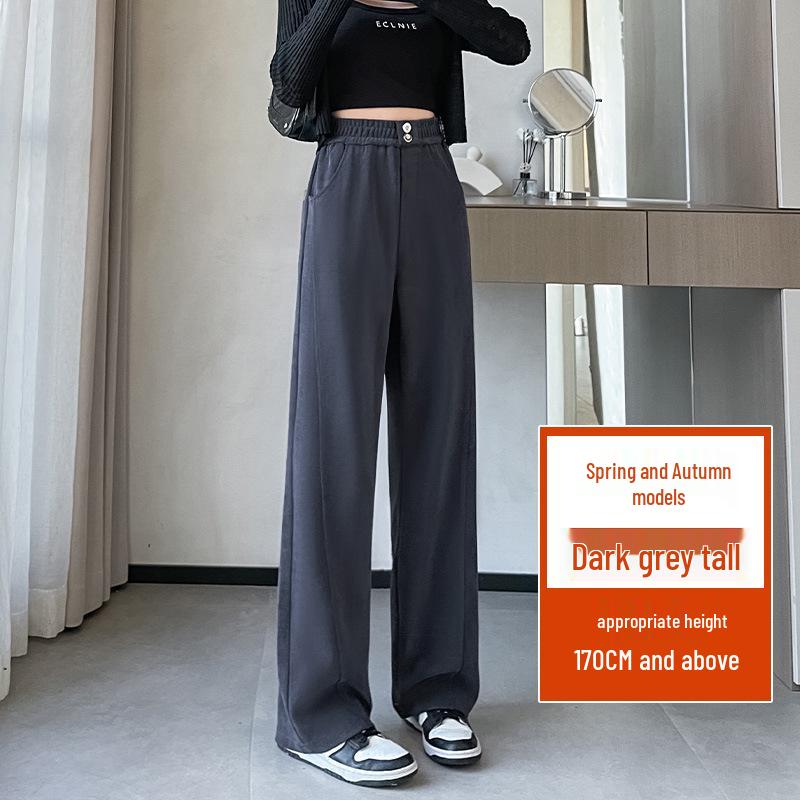 2024 Plus Size Fleece-Lined High Waist Wide Leg Pants for Women - Slimming Casual Autumn Winter Wear