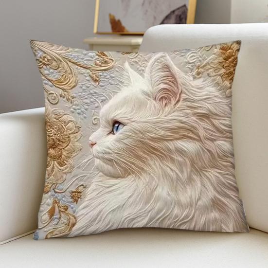 Kissenbezug Goldener Löwe Katze Druck Weich Atmungsaktiv Kissenbezug Unsichtbarer Reißverschluss Dekorative Wurfkissenhülle