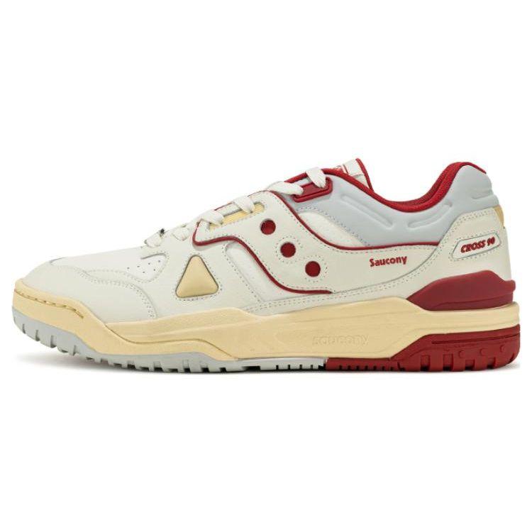 Saucony Cross 90 Leather Slip Resistant Durable Low Top Sneakers Unisex sneakers White Red S79035-17