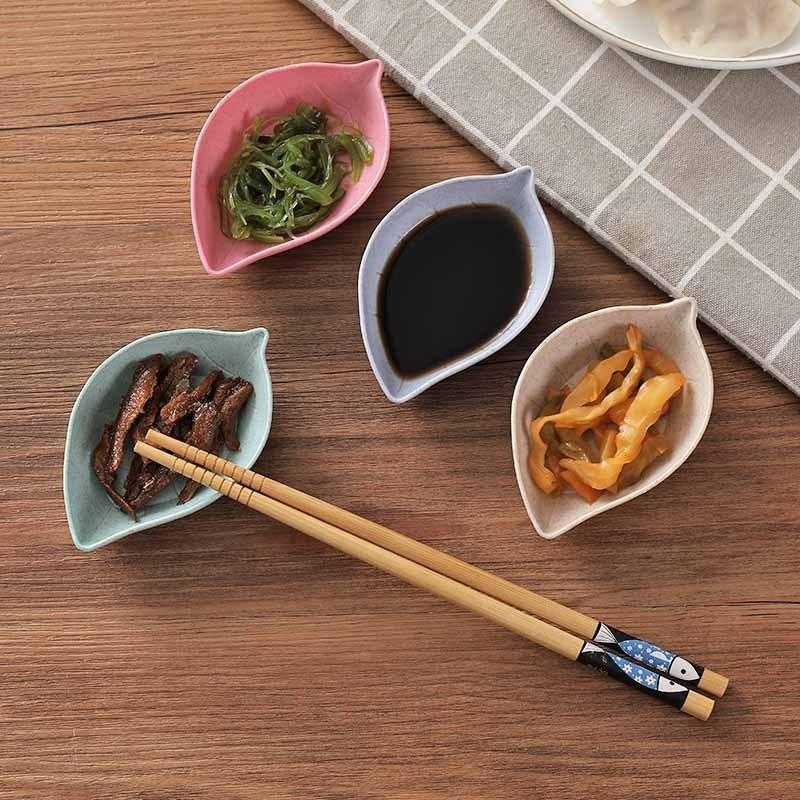 New Nordic Style Leaf Small Plate Food Grade Wheat Straw Seasoning Plate Kitchen Vinegar Bowls Soy Sauce Plates Snack Plates
