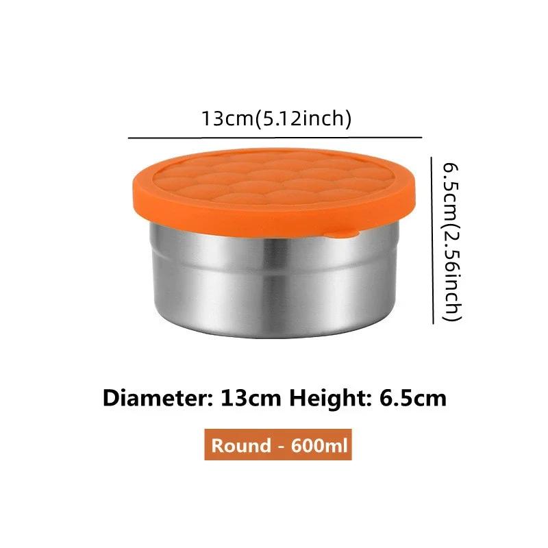 304 Edelstahl Lunchbox Kühlschrank Frischhaltebox mit Silikondeckel Lebensmittelaufbewahrungsbehälter Bento Küchenorganisator
