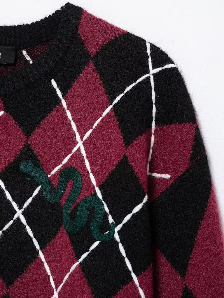 2025 Spring Women's European & American Style Diamond Pattern Knitted Sweater