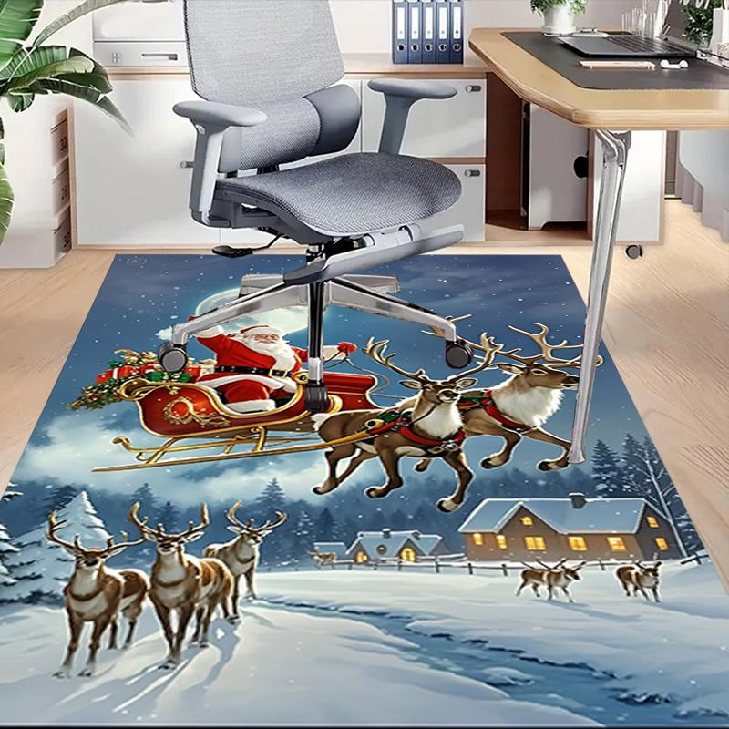 1pc Santa Claus, reindeer sleigh Carpet Office Rug Outdoor Mat Home Decor Area Carpet Festival Gift