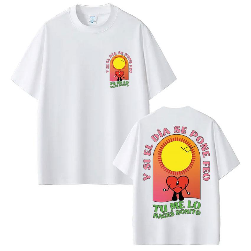 Rapper Bad Bunny Un Verano T-shirt Grafica Uomo Donna Moda Hip Hop T-shirt Larga Casual Morbide T-shirt in Cotone